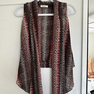 Zio Knit Multi-Color Sleeveless Waterfall Vest / Cardigan